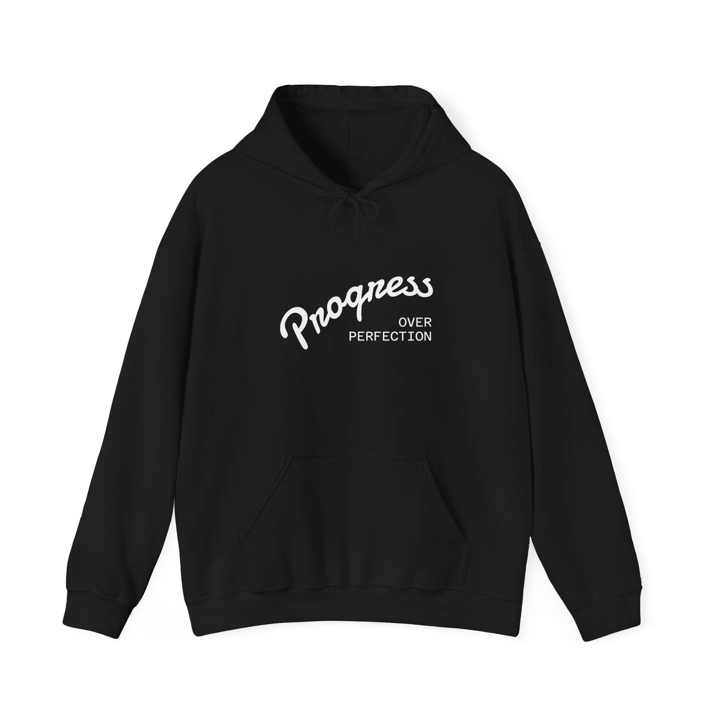 Man Progress Over Perfection - Minimalist Motivational Hoodie