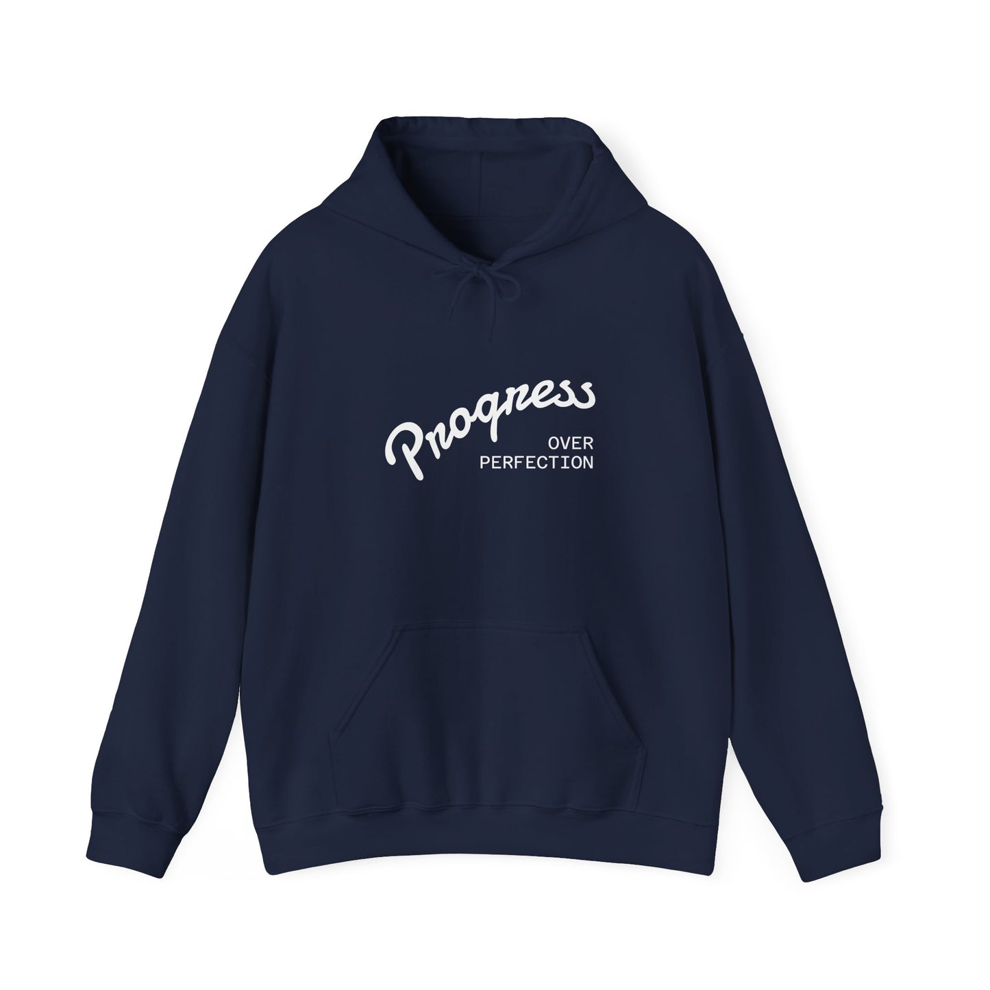 Man Progress Over Perfection - Minimalist Motivational Hoodie
