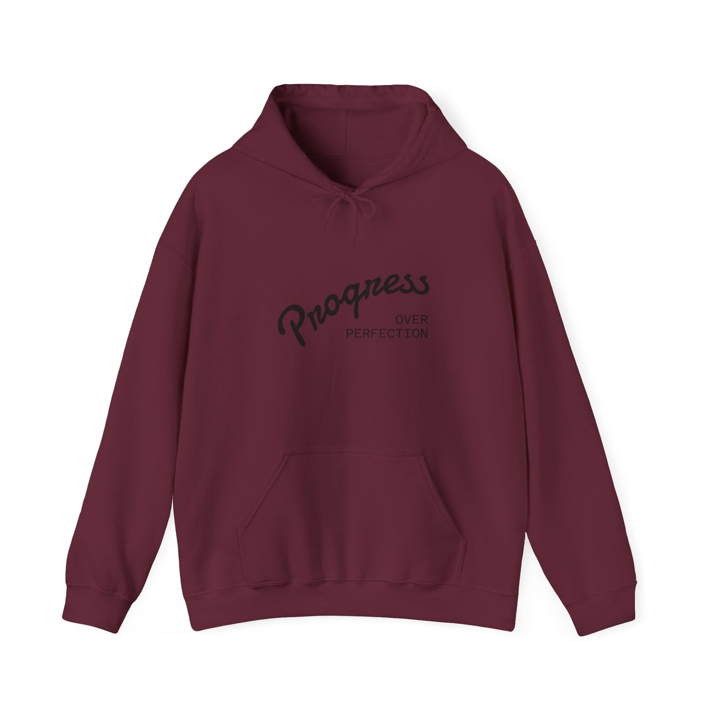 Man Progress Over Perfection - Minimalist Motivational Hoodie