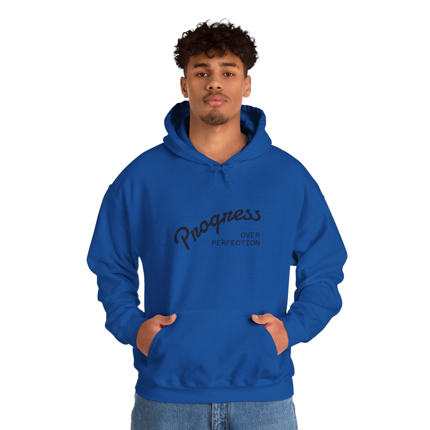 Man Progress Over Perfection - Minimalist Motivational Hoodie