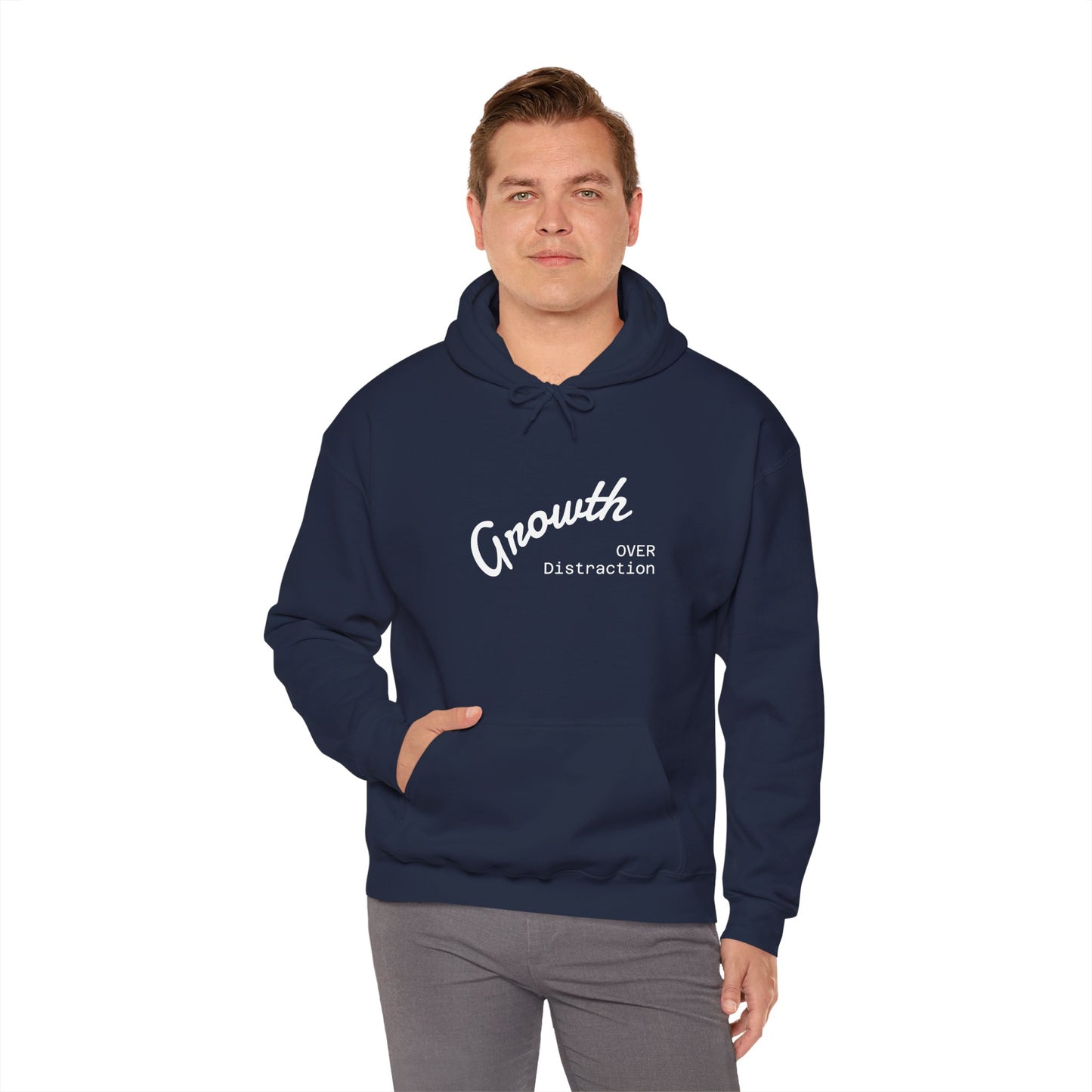 Growth Over Distraction Hoodie | Cozy Unisex Sweatshirt for Motivation, Self-Care, Gifts, Everyday Wear