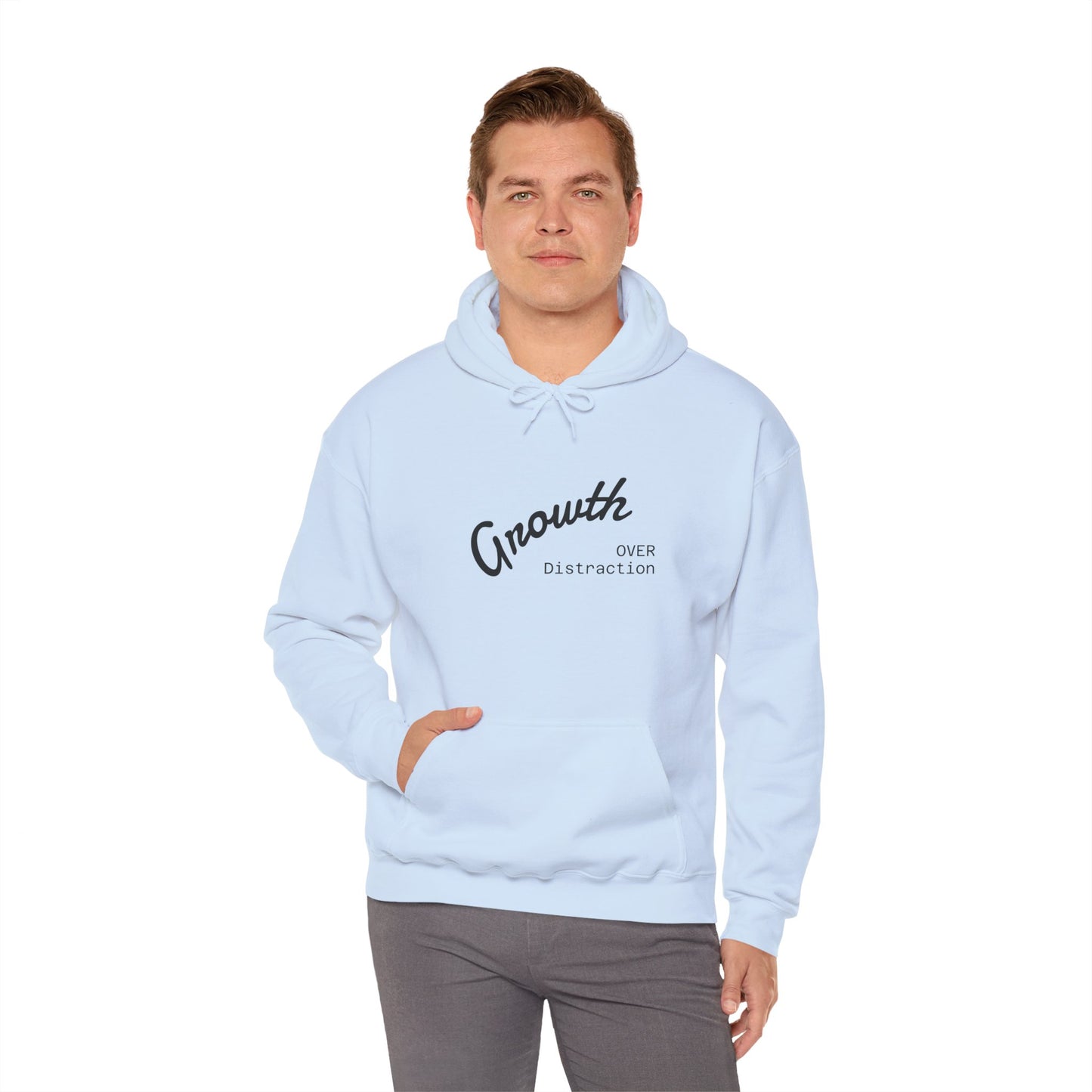 Growth Over Distraction Hoodie | Cozy Unisex Sweatshirt for Motivation, Self-Care, Gifts, Everyday Wear