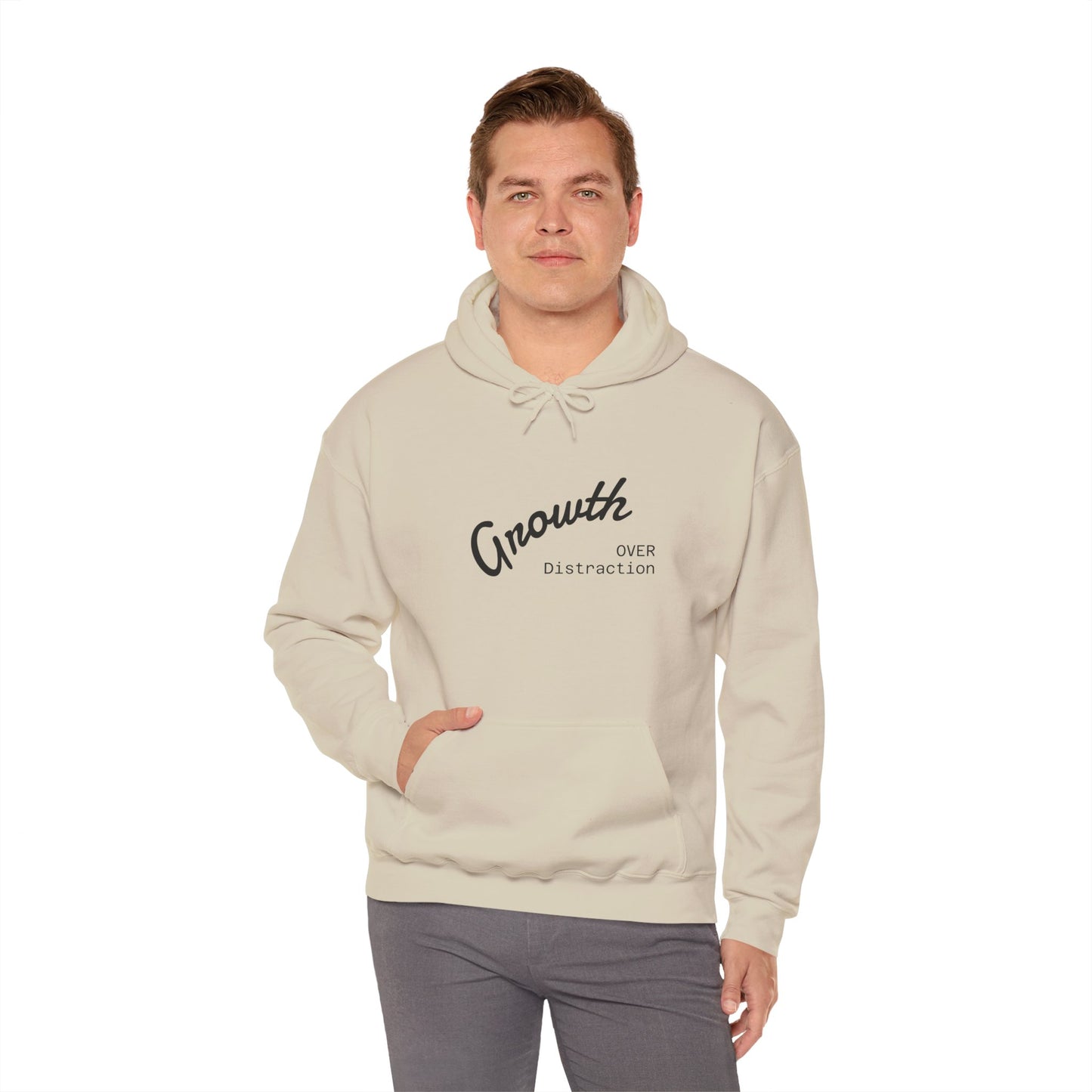 Growth Over Distraction Hoodie | Cozy Unisex Sweatshirt for Motivation, Self-Care, Gifts, Everyday Wear