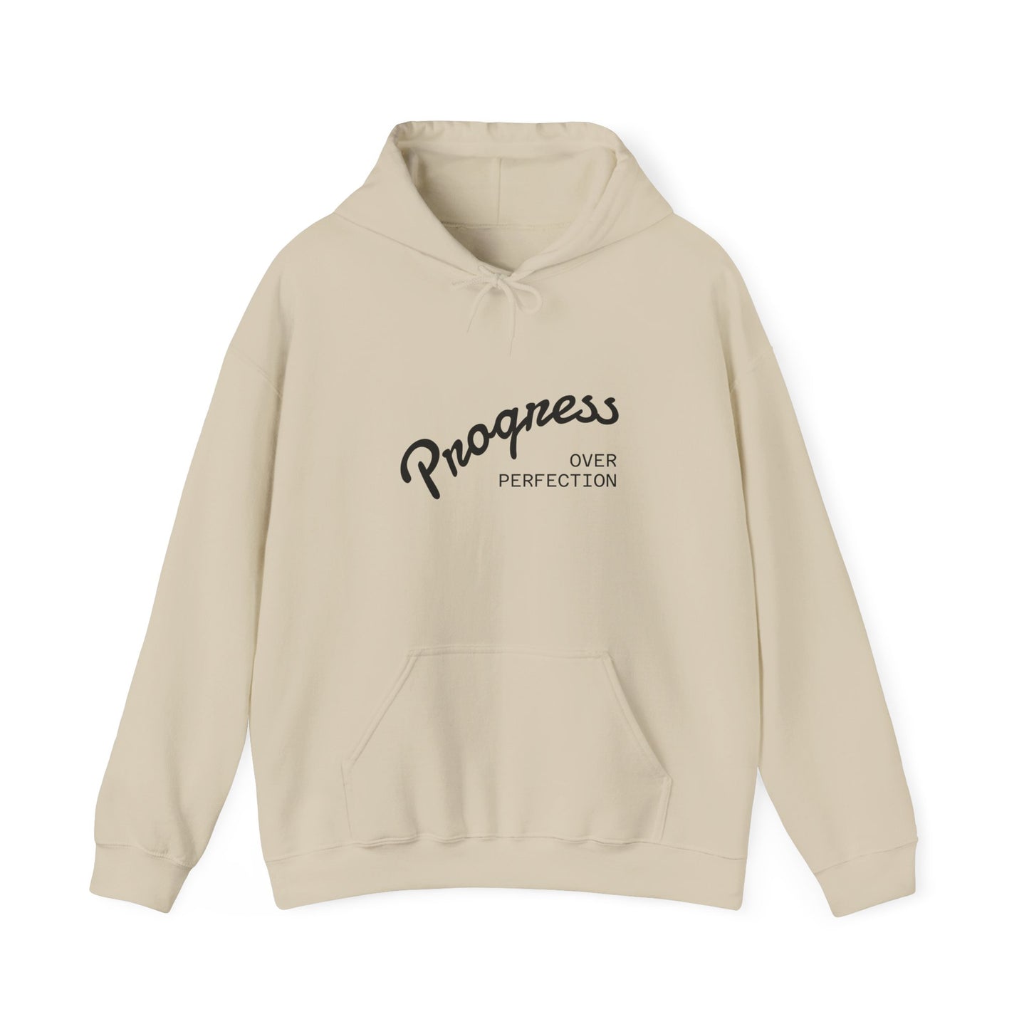 Man Progress Over Perfection - Minimalist Motivational Hoodie