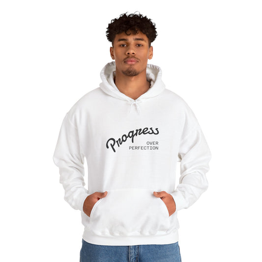 Man Progress Over Perfection - Minimalist Motivational Hoodie