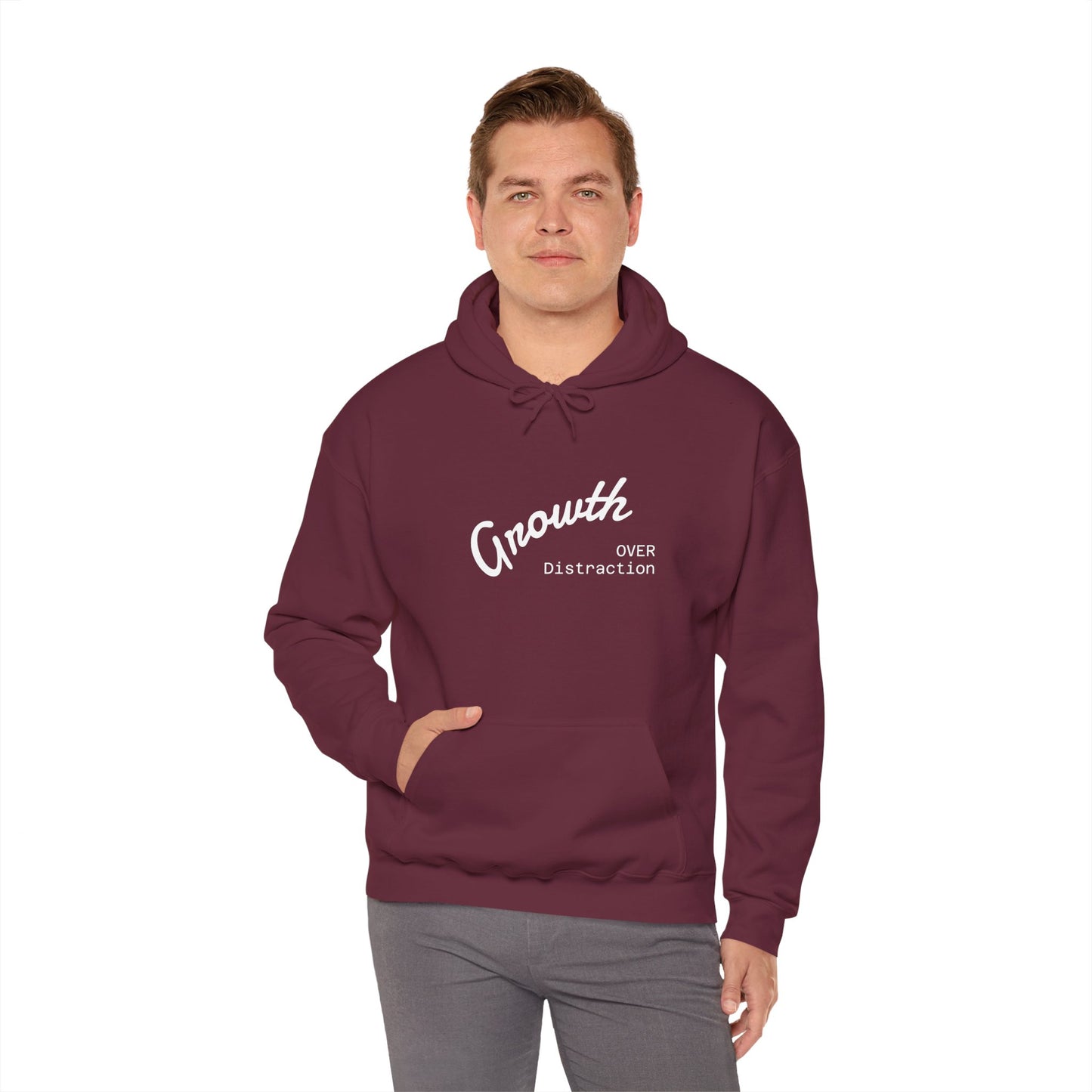 Growth Over Distraction Hoodie | Cozy Unisex Sweatshirt for Motivation, Self-Care, Gifts, Everyday Wear