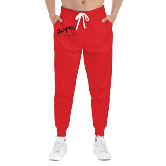 Red Athletic Joggers with Proquest Design | Trendy Activewear for Sports, Casual Outings, Gifts, Daily Comfort, Workout Apparel