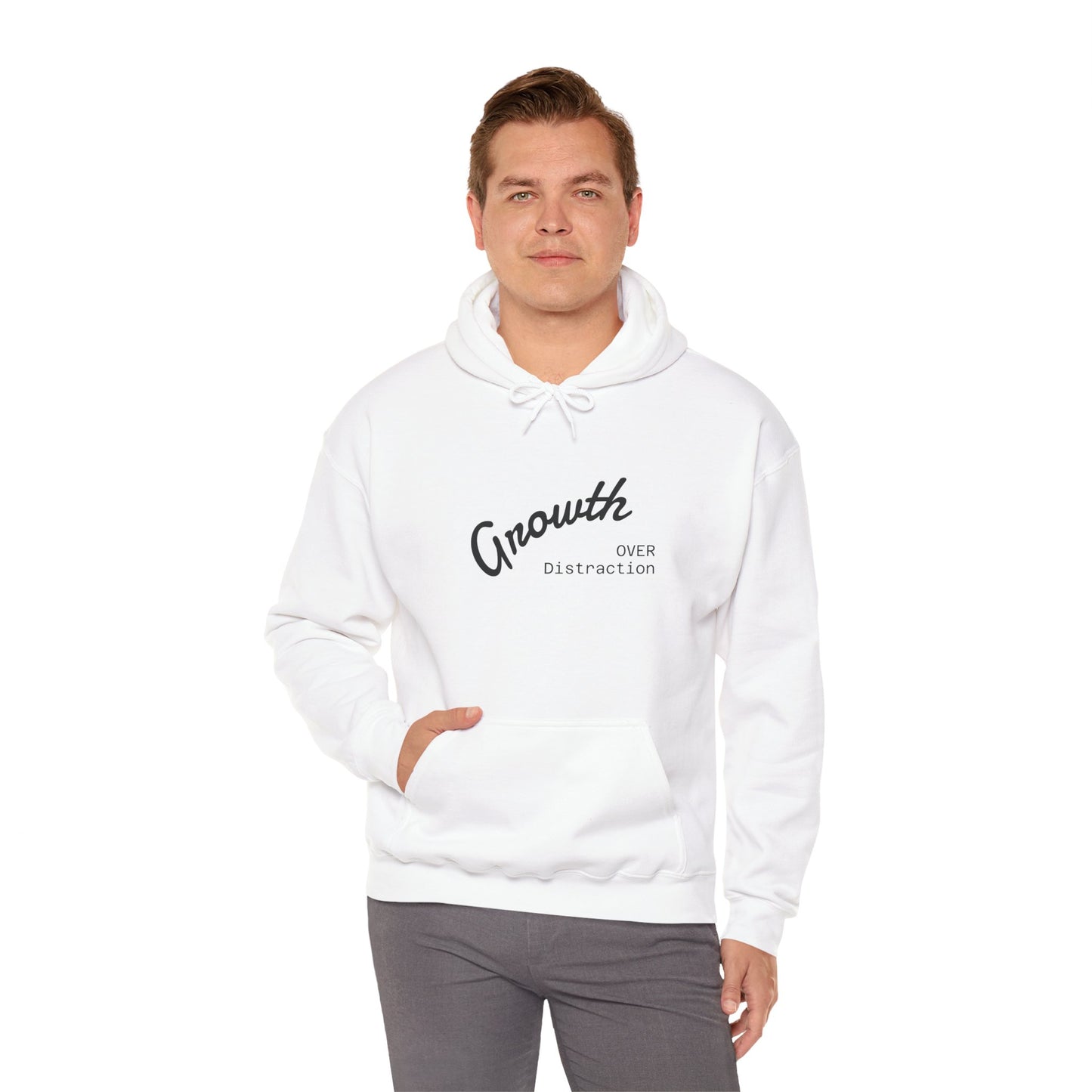 Growth Over Distraction Hoodie | Cozy Unisex Sweatshirt for Motivation, Self-Care, Gifts, Everyday Wear