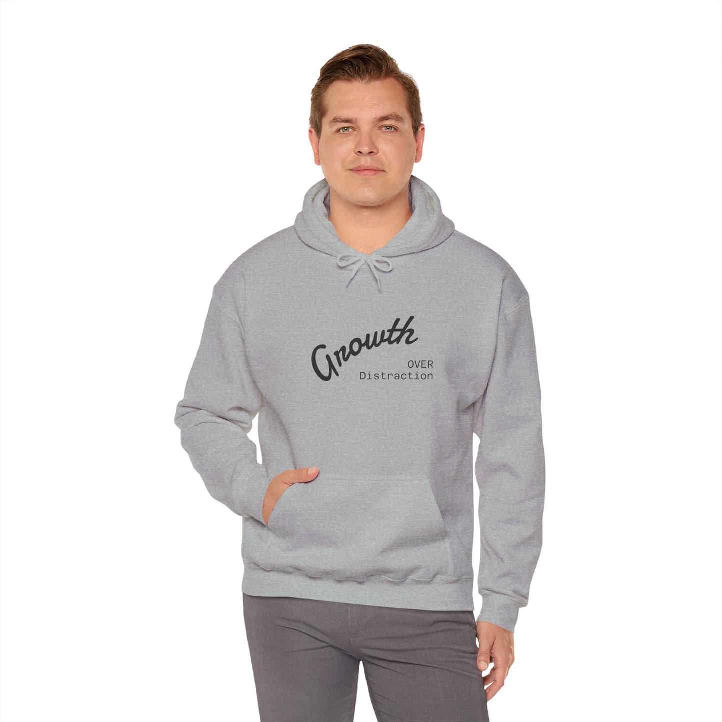 Growth Over Distraction Hoodie | Cozy Unisex Sweatshirt for Motivation, Self-Care, Gifts, Everyday Wear