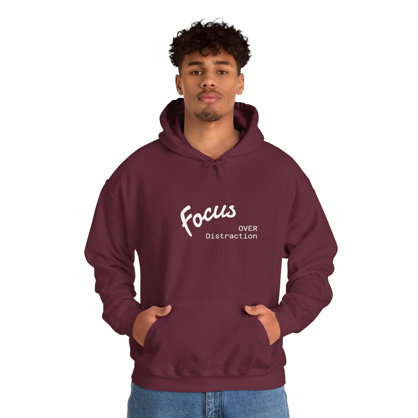 Focus Over Distraction , Cozy Motivational Hoodie