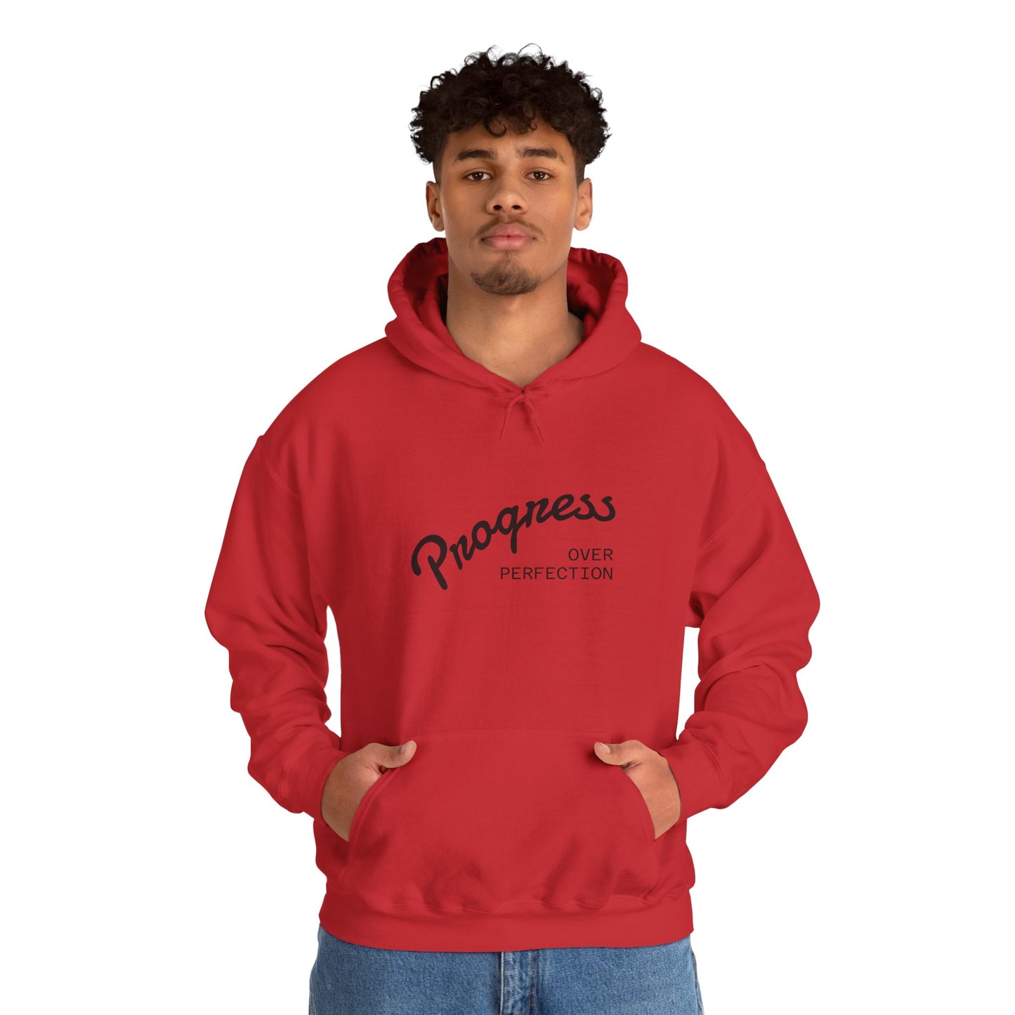Man Progress Over Perfection - Minimalist Motivational Hoodie