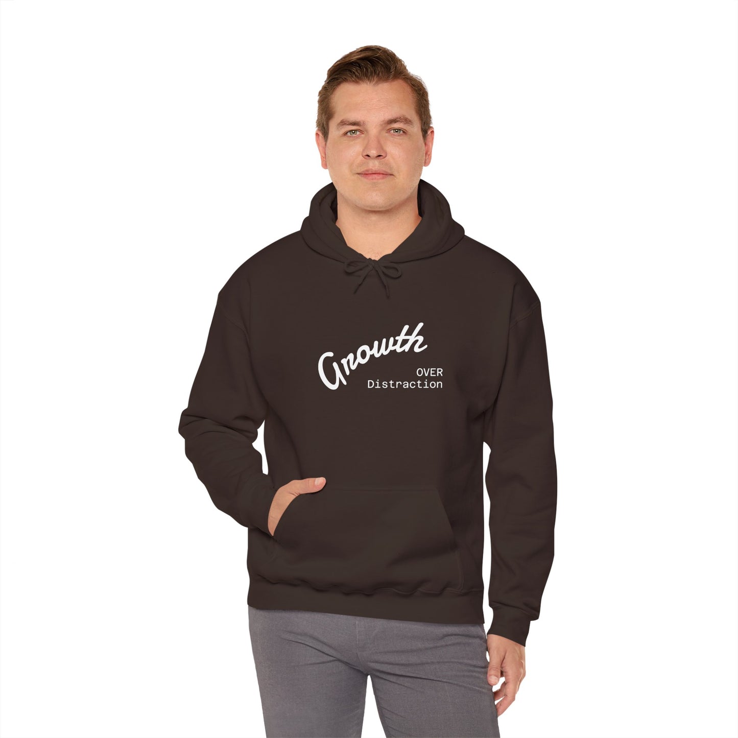 Growth Over Distraction Hoodie | Cozy Unisex Sweatshirt for Motivation, Self-Care, Gifts, Everyday Wear